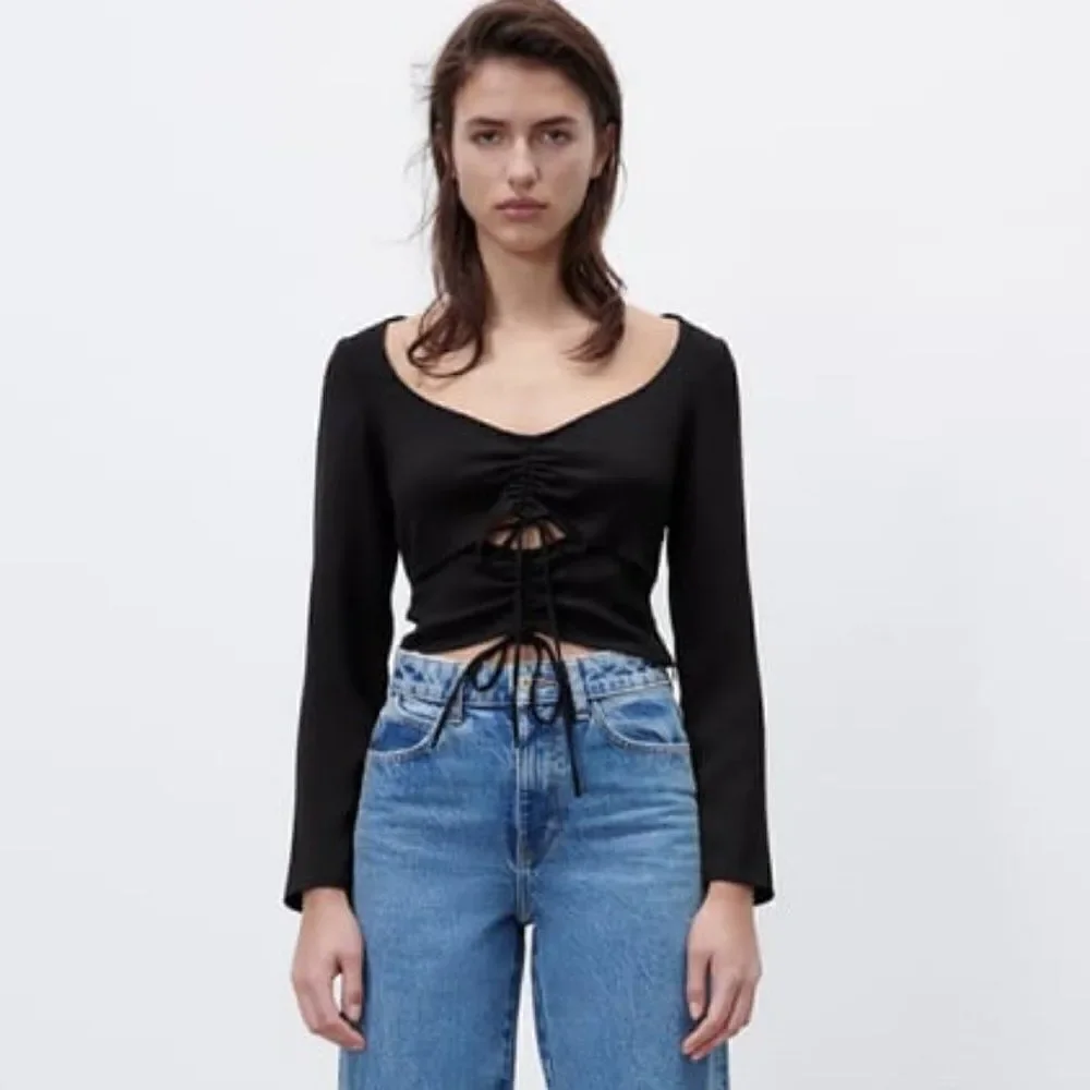 ZARA RUCHED CUT OUT TOP New